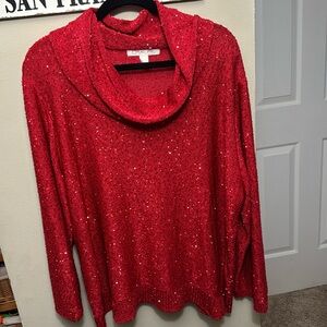 Like new Emaline Woman 3X Red Cowlneck Sparkle Sweater